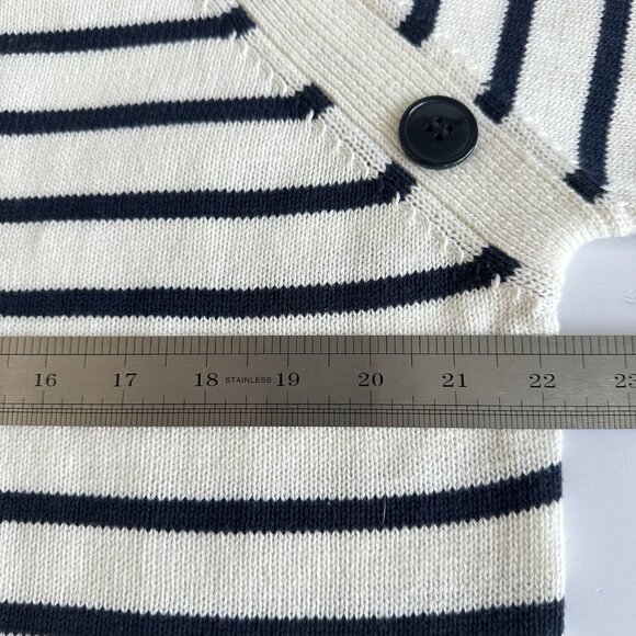 Vivance Sweater Womens Medium Striped Nautical Pullover Crewneck Buttons Coastal - Picture 10 of 13